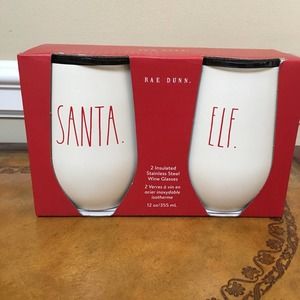 💞 NWT Rae Dunn SANTA ELF insulated Stainless Steel Cups Tumblers